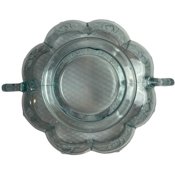 Vintage Clear Glass Bowl with Handles Floral Design Candy Dish - Picture 3 of 10